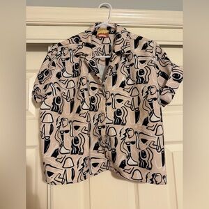 Dazey LA Anthropologie Top Women's Medium Abstract Print Made in USA